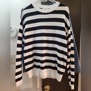 LOFT Black & White Striped Sweater
